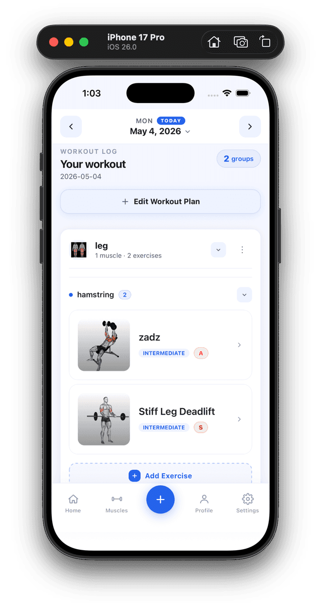 Create workouts screen